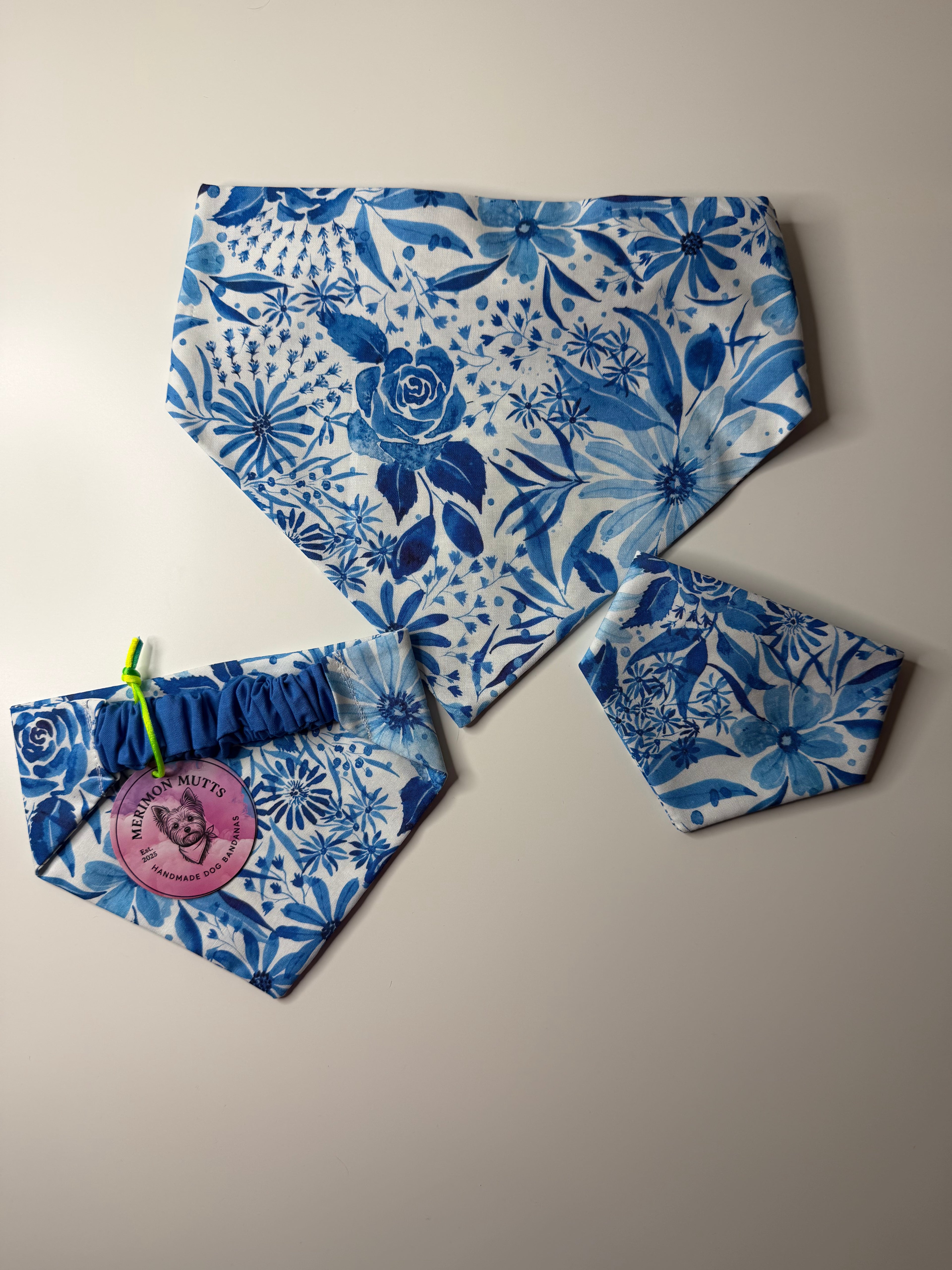Medium Blue Floral Bandana